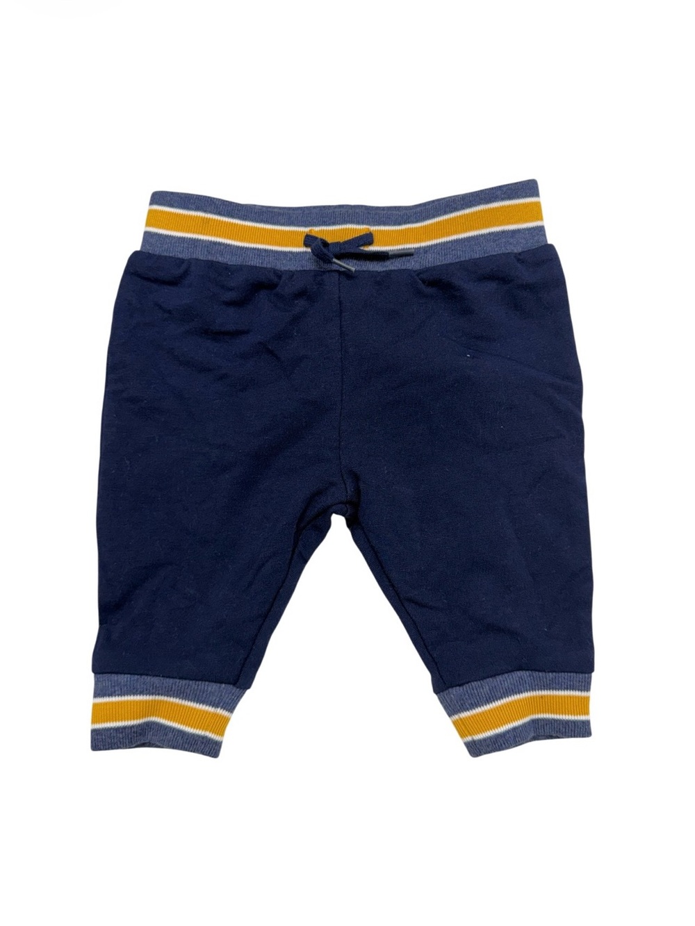 Janie and Jack Navy Sweatpants with Yellow Stripe Trim
